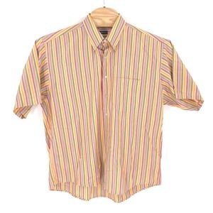 Gitman Bros Shirt Mens 2XL XXL Multi Color Stripes Short Sleeve Button Up